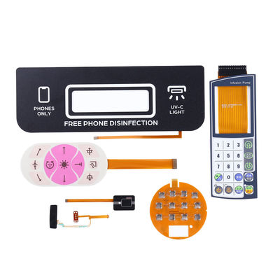 Bom preço. Fabricação de fachada de interruptor de membrana PET personalizada para uso industrial, automotivo, médico on-line