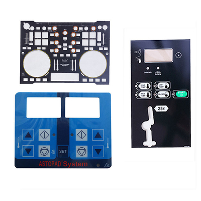 Bom preço. 0.005-0.030 polegadas espessura painel de controle industrial sobreposição gráfica com tratamento de superfície brilhante on-line