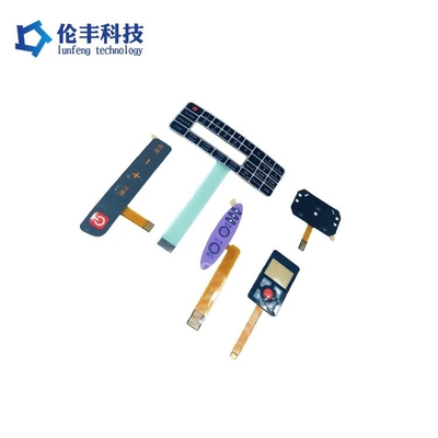 Interruptor de membrana PET de botões planos com adesivo 3M9080 e tecnologia LED/EL